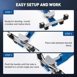 EVANEM Hand Bender, Copper Tube Bender Set, 90° Forward and Reverse Bend 6-22mm Bending Tool Set with 7 Dies for Hydraulic Systems, Automotive and Refrigerator Maintenance