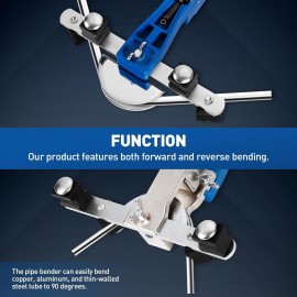 EVANEM Hand Bender, Copper Tube Bender Set, 90° Forward and Reverse Bend 6-22mm Bending Tool Set with 7 Dies for Hydraulic Systems, Automotive and Refrigerator Maintenance