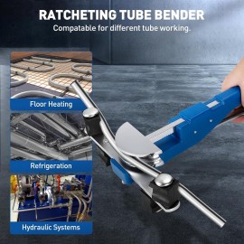 EVANEM Hand Bender, Copper Tube Bender Set, 90° Forward and Reverse Bend 6-22mm Bending Tool Set with 7 Dies for Hydraulic Systems, Automotive and Refrigerator Maintenance