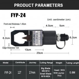 HLGKBY Hydraulic Nut Splitter, 12 Ton/ 16 Ton Split Type Nut Cutter Separator for Removing Rust Screw Nut, Nut Breaker Opener Removal Tool, with Hand Pump & Large/Small Cutter Heads F24