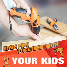 JoyTown Kids Real Power Drill Set – Electric Cordless Drill Tool Kit for Children with Interchangeable Bits, Flexible Shaft, Charger, All in Carrying Case, Learning Tools for Boys & Girls Home DIY