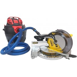 Cen-Tec Systems 94434 Quick Click 5m Antistatic Wet/Dry Dust Extraction Hose with Power Tool Adaptor Set (25mm, 38mm ID 38mm, 48mm OD) - Blue