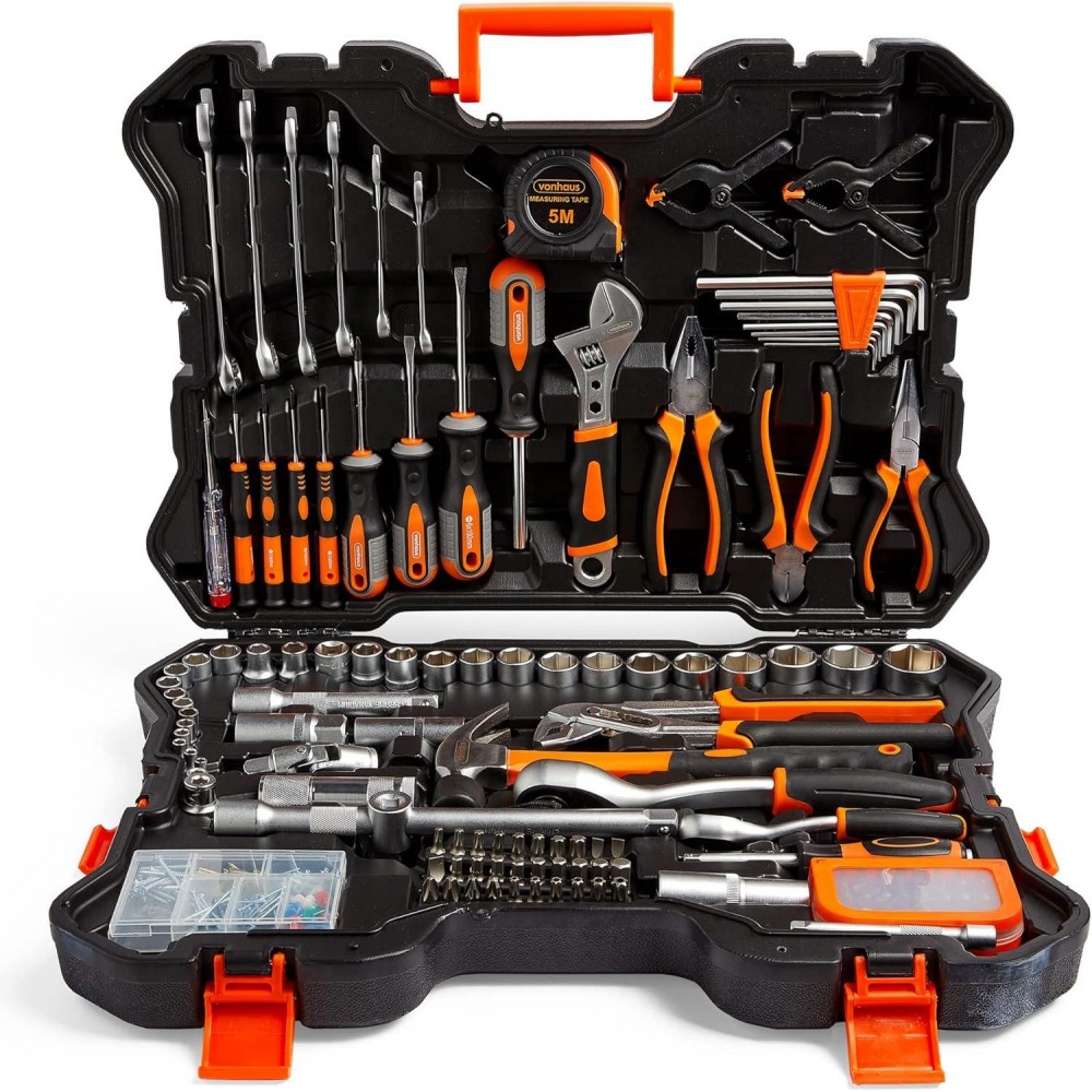 VonHaus Socket & Tool Set, 256 Piece Tool Set with Socket Set, in Heavy Duty Storage Case, Everything You Need for DIY, Workshop & Garage, Spanners, Pliers, Screwdrivers & Grips, 2 Year Warranty