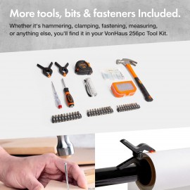 VonHaus Socket & Tool Set, 256 Piece Tool Set with Socket Set, in Heavy Duty Storage Case, Everything You Need for DIY, Workshop & Garage, Spanners, Pliers, Screwdrivers & Grips, 2 Year Warranty