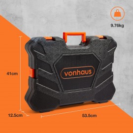 VonHaus Socket & Tool Set, 256 Piece Tool Set with Socket Set, in Heavy Duty Storage Case, Everything You Need for DIY, Workshop & Garage, Spanners, Pliers, Screwdrivers & Grips, 2 Year Warranty