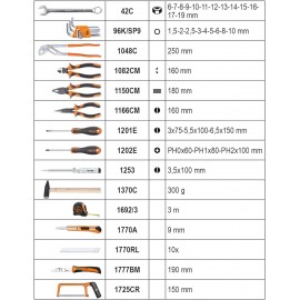 Beta Tools Beta 2056E/I-20 Tools, Tool Case, Screwdrivers, Combined, Compass, Hex Wrench Set