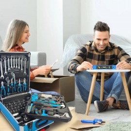 Arcwares 799pcs Aluminum Trolley Case Tool Set Silver, House Repair Kit Set, Household Hand Tool Set, with Tool Belt,Gift on Father's Day, Valentine's Day, Christmas