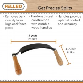 Felled Draw Shave Knife – 8in Curved Draw Knife Curved Draw Shave Tool Woodworking Debarking Hand Tool