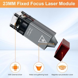 Upgraded 40W Laser Module, LASER TREE 23mm Fixed Focus Balance Engraving and Cutting Head, Laser Engraver Module 5W Optical Power with Metal Wind Gathering Hood, Suitable for Laser Engraver Machine