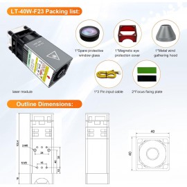 Upgraded 40W Laser Module, LASER TREE 23mm Fixed Focus Balance Engraving and Cutting Head, Laser Engraver Module 5W Optical Power with Metal Wind Gathering Hood, Suitable for Laser Engraver Machine