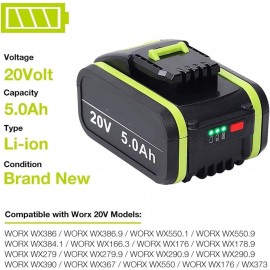 BaYte Lithium Battery 20V 5000mAh Rechargeable Battery Power Tools Battery 2 Pcs