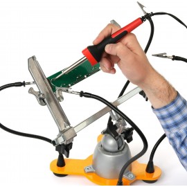 QuadHands Base - Third Hand Helping Hand Tool Add-On for Panavise | Rubber No Slip Base & 4 Flexible Gooseneck Arms | 8 X 8 Solid Steel Base