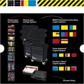 WGB Das Werkzeug Socket Spanner Set with Ratchet and sockets 47 Pieces in Tool Foam Insert | 1/4 + 3/8 + 1/2 Set Module 6510