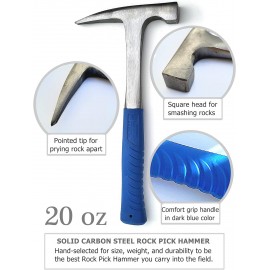 Rockhounding Tools - Geology Rock Pick Hammer Kit w/ 32 Page Rock Hounding Field Guide - Backpack to Carry Chisel & Pick Set - Geology Gifts for Kids & Adults - Gold Mining Equipment -(NAVY)