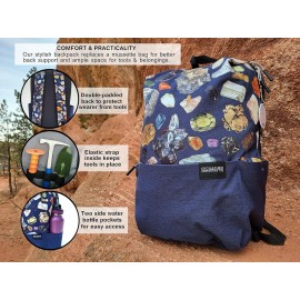 Rockhounding Tools - Geology Rock Pick Hammer Kit w/ 32 Page Rock Hounding Field Guide - Backpack to Carry Chisel & Pick Set - Geology Gifts for Kids & Adults - Gold Mining Equipment -(NAVY)