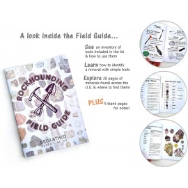 Rockhounding Tools - Geology Rock Pick Hammer Kit w/ 32 Page Rock Hounding Field Guide - Backpack to Carry Chisel & Pick Set - Geology Gifts for Kids & Adults - Gold Mining Equipment -(NAVY)