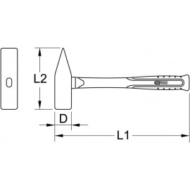 KS Tools BRONZEplus 963.2122 Hand Hammer with Hickory Handle 1600 g American Shape