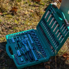 Socket Wrench Set 110 pcs 1/2 1/4 with Ratchet Made of Chrome Vanadium Steel I Socket Wrench Inserts I Hexagon Wrench I PH PZ I with Tool case from WIESEMANN 1893 I 80126