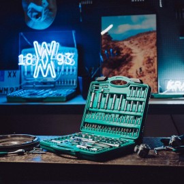 Socket Wrench Set 110 pcs 1/2 1/4 with Ratchet Made of Chrome Vanadium Steel I Socket Wrench Inserts I Hexagon Wrench I PH PZ I with Tool case from WIESEMANN 1893 I 80126