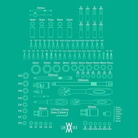 Socket Wrench Set 110 pcs 1/2 1/4 with Ratchet Made of Chrome Vanadium Steel I Socket Wrench Inserts I Hexagon Wrench I PH PZ I with Tool case from WIESEMANN 1893 I 80126