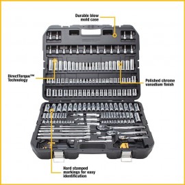 DEWALT Mechanics Tool Set, SAE and Metric, 1/2, 1/4, 3/8 Drive Sizes, 192-Piece (DWMT75049) & DT7969-QZ, 32 Piece XR Professional Magnetic Screwdriver Bit Accessory Set, Yellow