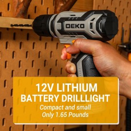 Power Drill Tool Set Kit: DEKO Cordless Drill Tool Box with 12V Battery Electric Drill Driver for Home Hand Repair Power Tools Sets Drills Case