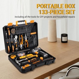 Power Drill Tool Set Kit: DEKO Cordless Drill Tool Box with 12V Battery Electric Drill Driver for Home Hand Repair Power Tools Sets Drills Case