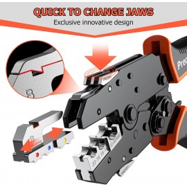 Crimping Tool Set, Preciva Ratchet Cable Crimp Plier Tool Kit, Electrical Terminal Cable Crimper with 6 Heads for Quick Change, Heat Shrink/Insulated/Bare/Ferrules/Spade Crimp/Solar Energy Terminals