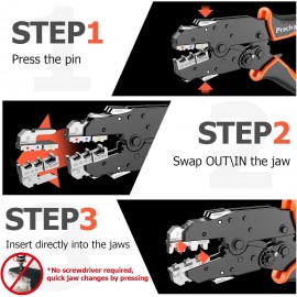 Crimping Tool Set, Preciva Ratchet Cable Crimp Plier Tool Kit, Electrical Terminal Cable Crimper with 6 Heads for Quick Change, Heat Shrink/Insulated/Bare/Ferrules/Spade Crimp/Solar Energy Terminals