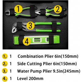 MANUFORE 114pcs Large Hand Tool Sets with Aluminium Box for Home Repair Auto Repair