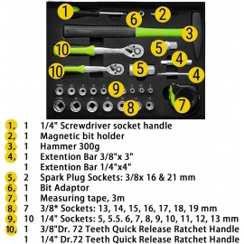 MANUFORE 114pcs Large Hand Tool Sets with Aluminium Box for Home Repair Auto Repair