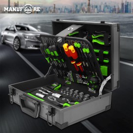 MANUFORE 114pcs Large Hand Tool Sets with Aluminium Box for Home Repair Auto Repair