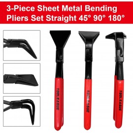 TOOLEAGUE 3 Pieces Hand Seamers Sheet Metal Tools,45°and 90°Sheet metal Bending Pliers Set for Flattening Metal, Metal Bender Tool with Tool Box Storage Case