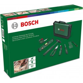 Bosch Universal 25 Piece Hand Tool Set (Versatile Tool Set for General Home Works, Folding Knife, Combination Pliers, Tape Measure, Spirit Level and More) -  Edition