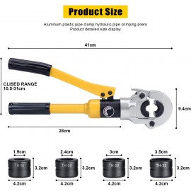 HSEAMALL Hydraulic Pipe Tube Crimping Tools, Pressure Pipe Clamp Crimping Pliers for Aluminum-Plastic Pipes with TH 16 20 26 32mm² molds