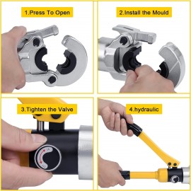 HSEAMALL Hydraulic Pipe Tube Crimping Tools, Pressure Pipe Clamp Crimping Pliers for Aluminum-Plastic Pipes with TH 16 20 26 32mm² molds