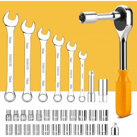 DEKO 228 Piece Socket Wrench Auto Repair Tool Combination Package Mixed Tool Set Hand Tool Kit with Plastic Toolbox Storage Case