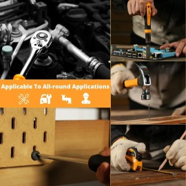 DEKO 228 Piece Socket Wrench Auto Repair Tool Combination Package Mixed Tool Set Hand Tool Kit with Plastic Toolbox Storage Case