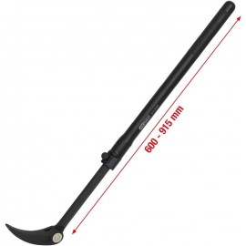 KS Tools 911.8187 Joint and roller head telescopic pry bar, 600-915mm
