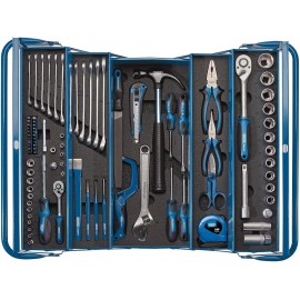 Draper 70282 Tool Kit with Cantilever Toolbox, (90 Piece), Blue and Black