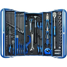 Draper 70282 Tool Kit with Cantilever Toolbox, (90 Piece), Blue and Black