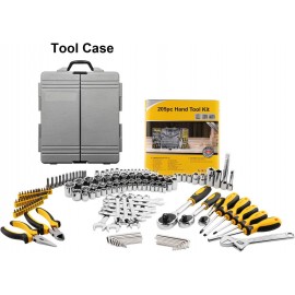 205 Piece Mechanics Tool Set, Socket Wrench Auto Repair Tool Pliers Combination Mixed Hand Tool Set Kit with Box Organizer Storage Case