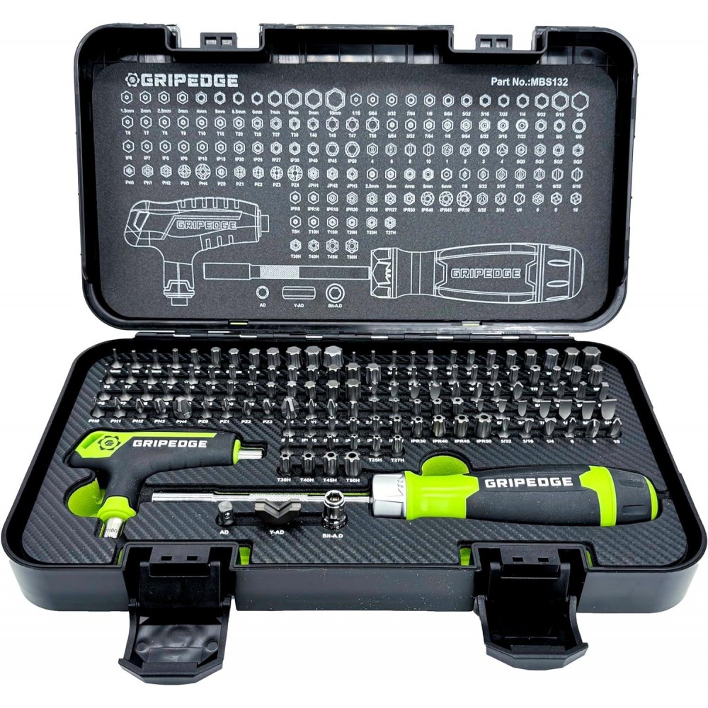 GRIPEDGE Tools | 132-PC R.P.T. Multi-Bit Driver Set