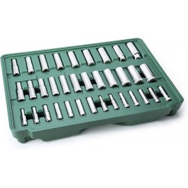 SATA 213-Piece 1/4-Inch, 3/8-Inch, 1/2-Inch Drive Three Drawer Mechanic's Tool Set with 72T Ratchets and 107 Sockets- ST09512U