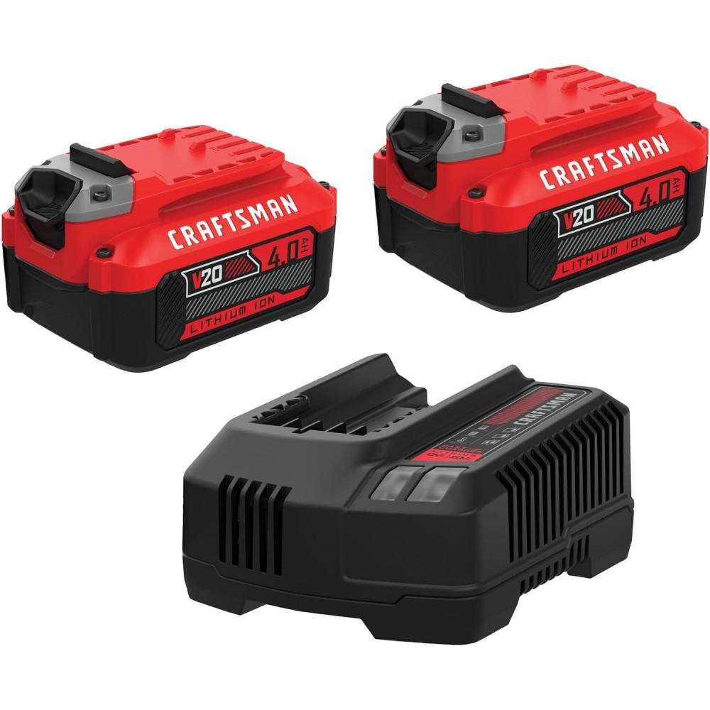 CRAFTSMAN 20-Volt Power Tool Battery 2-Pack, Lithium-ion with Charger (CMCB204-2CK)