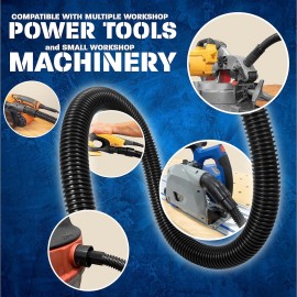 10 Foot Long Dust Collection Power Tool Hose Kit with 5 Fittings/Attachments for Multiple Types/ of Power Tools and Work Shop Vacuums