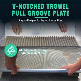 HLGKBY V-Notched Trowel 60cm/75cm, Tile Tools Tile Trowel,Rustproof Tile Trowel with Arch Tooth, Perfect for Large Tiles Flooring & Tiling Masonry Hand Trowel of Different Sizes 90cm