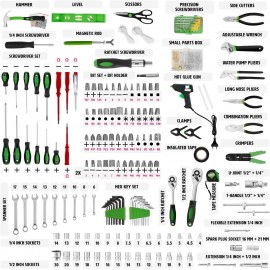 tectake Portable Tool Box Trolley, 1,200-Piece Kit, with 4 drawers & wheels. Essential DIY Tools Set, Home & Office Hand Tools, Mechanic Spanner Organiser, with Wheels - Home Improvement Starter Kit