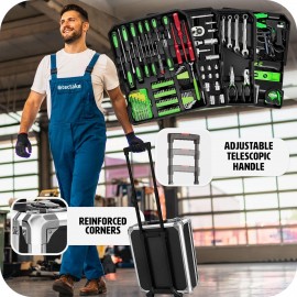 tectake Portable Tool Box Trolley, 1,200-Piece Kit, with 4 drawers & wheels. Essential DIY Tools Set, Home & Office Hand Tools, Mechanic Spanner Organiser, with Wheels - Home Improvement Starter Kit