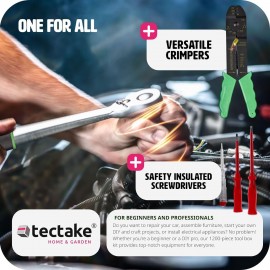 tectake Portable Tool Box Trolley, 1,200-Piece Kit, with 4 drawers & wheels. Essential DIY Tools Set, Home & Office Hand Tools, Mechanic Spanner Organiser, with Wheels - Home Improvement Starter Kit